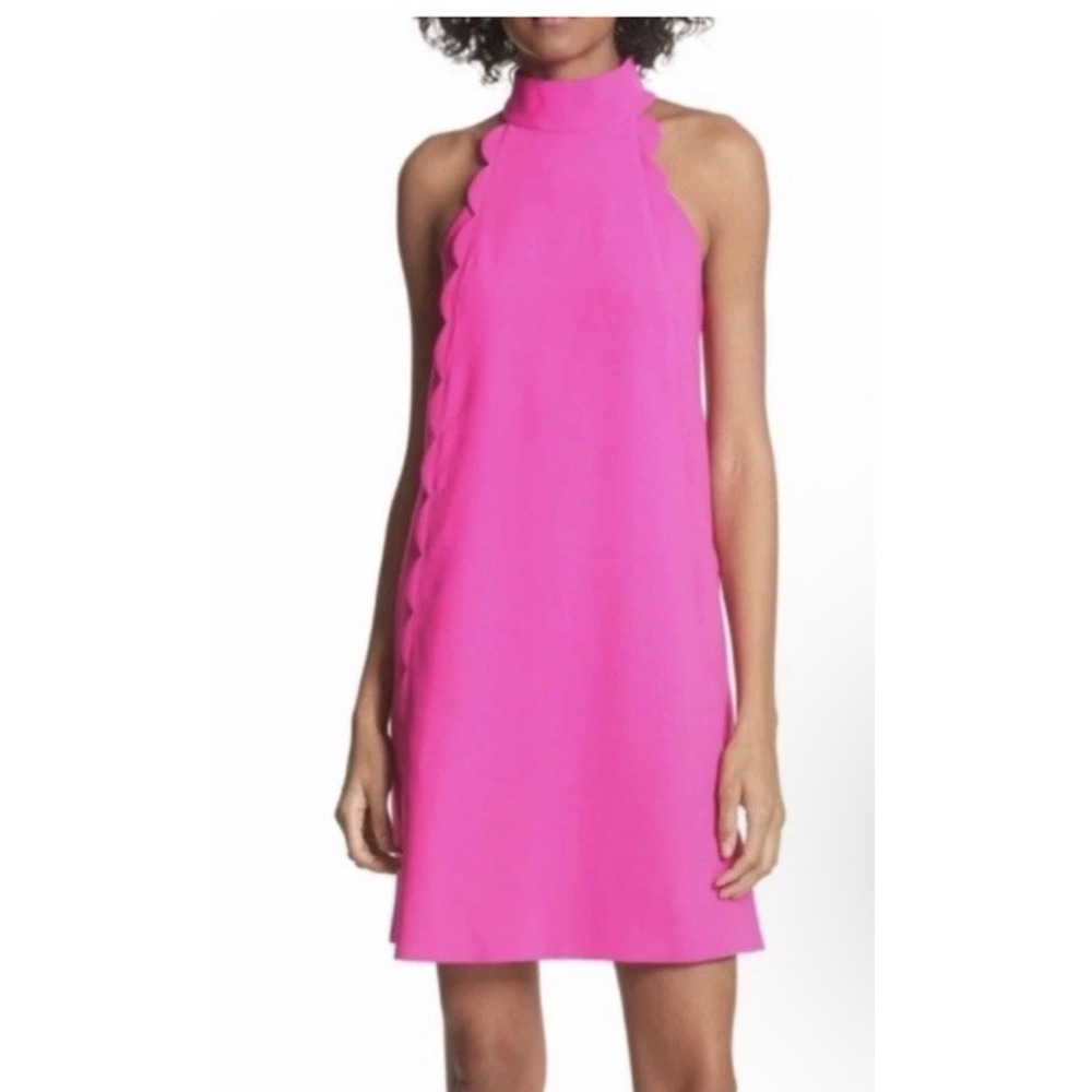 Ted Baker Torrii Scallop Halter Neck Tunic Mini Dress Fuchsia Pink Size 2 (US 6)
